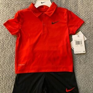 Nike Red and Black Polo Shirt
